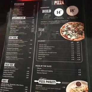 pizza, menu