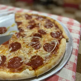 Pepperoni and onion small pizza
