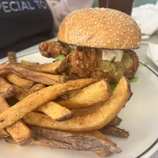 Chicken sandwich with fries