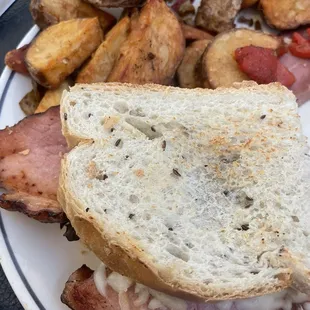 Ham and cheese on rye with mustard