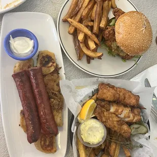 two plates of food on a table
