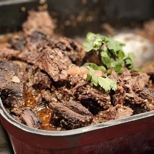 a beef dish in a pan