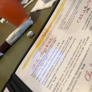 sushi and sashimi, menu