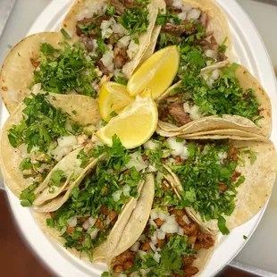 a plate of tacos on a table