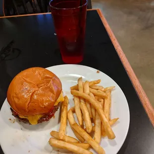 Cheeseburger, French Fries, "Wooder"