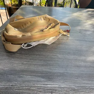 a bag on a table