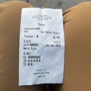 A second receipt not my original receipt totaling what my items were.