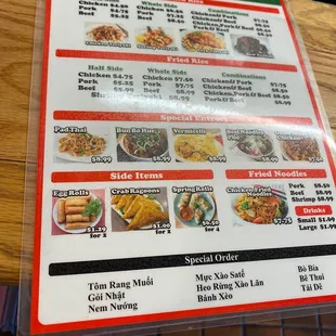 a menu on a table