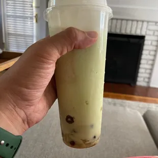 Blended avocado with ice and milk. Nothing else. Cheese foam on top and tasteless boba.