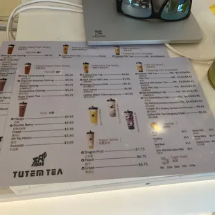 menu