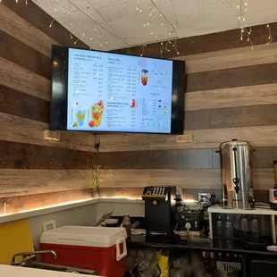 a menu on the wall