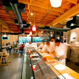 interior, sushi and sashimi