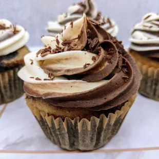 a close up of a cupcake
