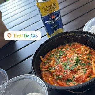 Spaghetti pomodoro w/ a side of burrata