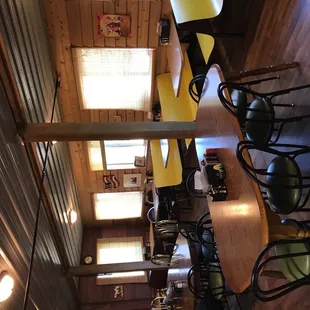 a view of a dining room