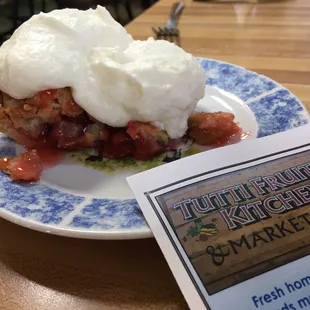 Warm Strawberry-Rhubarb right out of the oven...w/ freshly whipped cream.