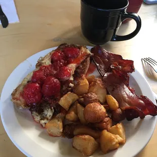 The plate of food may not look pretty, but the taste of the breakfast buffet is outstanding!