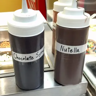 chocolate syrup and nutella