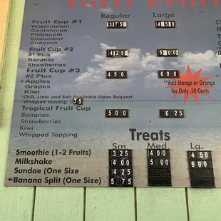 Menu: Fruit Cups and Treats