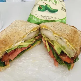 Grilled chicken sandwich with toasted bread!