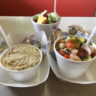 Pleasantly surprised! The chicken salad, shrimp cocktail and fruit was very fresh tasting and yummy!! My kind of lunch!!