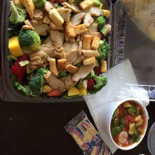 Salad and shrimp cocktail.