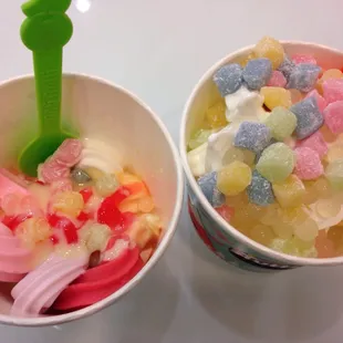 two bowls of fruity treats