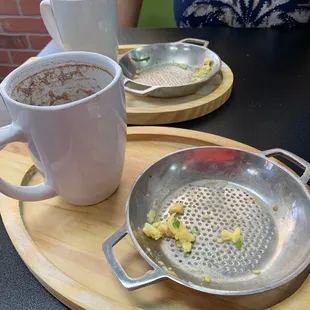 a plate of food and a cup of coffee