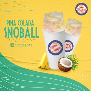 pina colada snoball with coconut