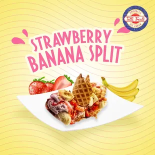 a waffle with strawberries and bananas