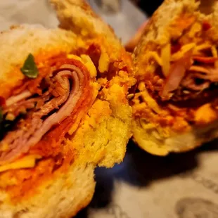 the inside of a sandwich