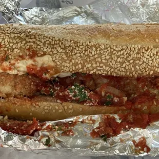 Chicken Parmigiana sub.