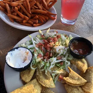 Sweet potato fries and mini tacos