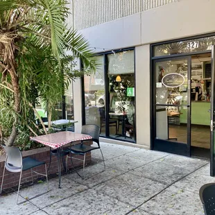 There is lots of seating both inside and outside.