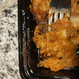 Burnt microwave edges.