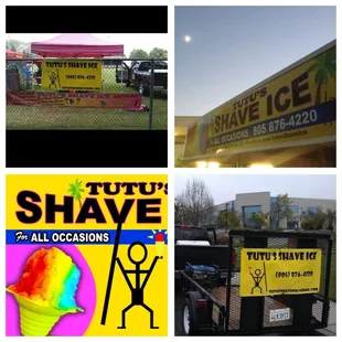 a collage of photos of a shave shop