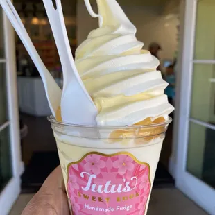 Pineapple and vanilla swirl Dole whip with pineapple gummy bears