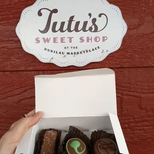 Sea salt caramel, Swiss mint, and latte chocolate