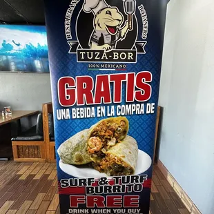  a sign for a burrito restaurant