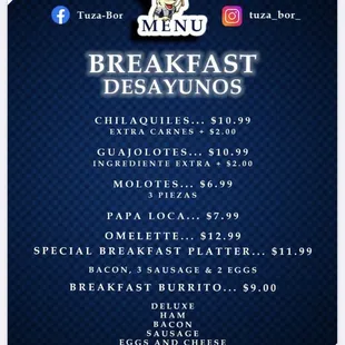 Breakfast Menu