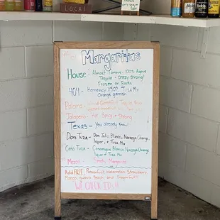 Margarita menu