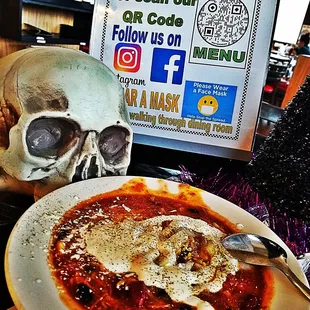 Bestest Chili around town be Short Rib Mexican Chili. Black Beans, Kidney Beans, Short Rib, Onions Mater's n Jalapeno Peppers WOW fantastic