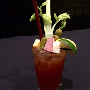 The Bloody Mary is like an appetizer itself! "Mississippi Mary" is what it's called on the menu.