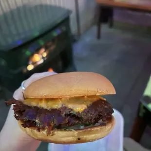 Crispy edges on a perfect smash burger