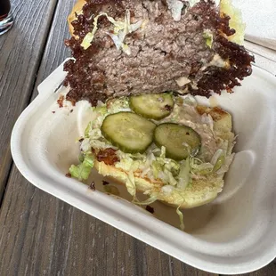 Inside the Twan Smash burger. Crispy and flavorful!