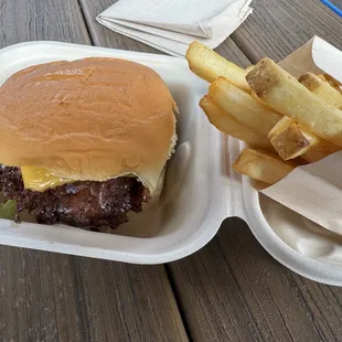 Fries, burger, what else does one need? NOTHING AT ALL. ok maybe a drink from the bar.