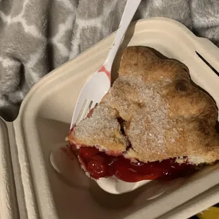 cherry pie to go (with biodegradable forks)