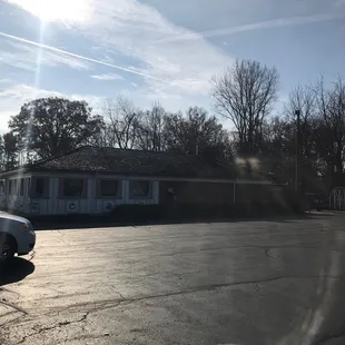 an empty parking lot