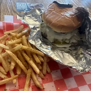 Double Burger and Fries