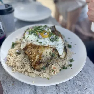 Half chicken and rice ($25)